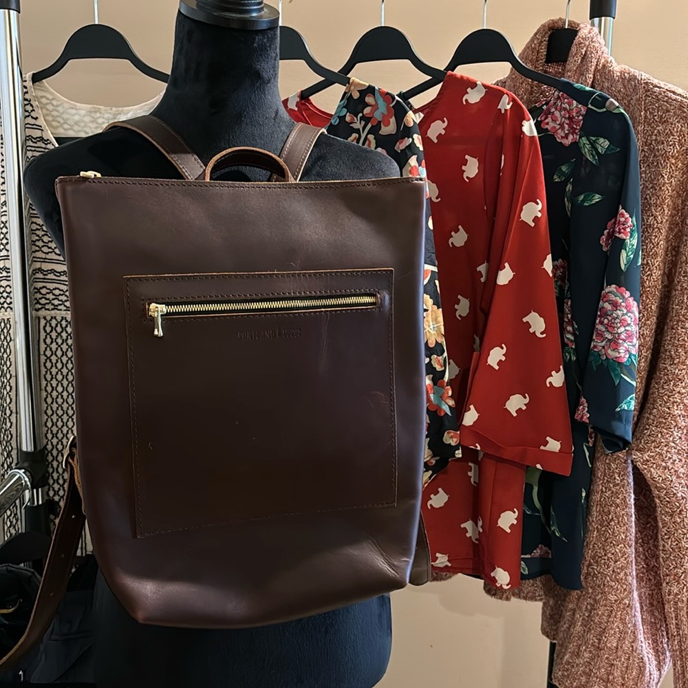 PORTLAND LEATHER Laptop Backback - Cognac